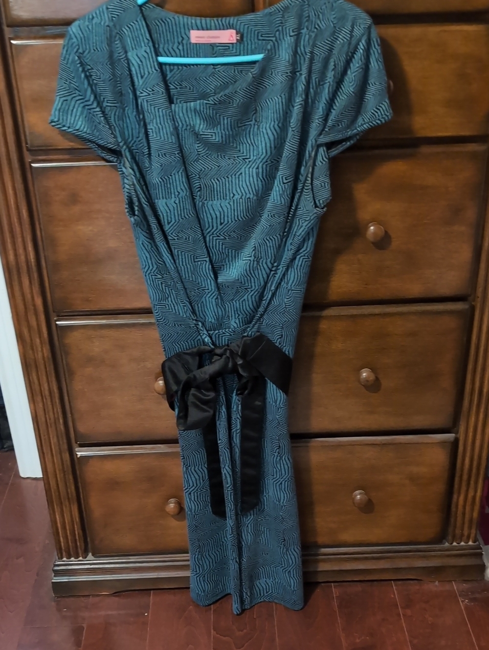 Great Quality Retro Dress in Deep Turquoise & Black. Worn Once For Occassion.